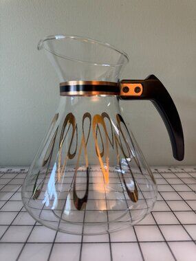 Vintage David Douglas Flameproof Coffee Carafe Gold Atomic MCM Glass